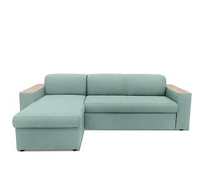 DOMO. collection Divano angolare Lima, divano ad angolo con funzione di sonno e cassetta, divano a forma di L con braccioli in legno, divano letto, divano letto 244 x 155 x 74 cm (larghezza x