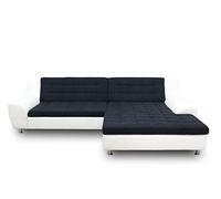 DOMO. collection Divano angolare Morton a forma di L, in pelle, con pregiata imbottitura in microfibra, 304 x 200 x 84 cm, colore: Nero/Bianco