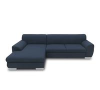 DOMO. collection Divano angolare Nika, divano a forma di L, set angolare | Chaise longue a sinistra dal design classico, elegante angolo imbottito a forma di L con base cromata