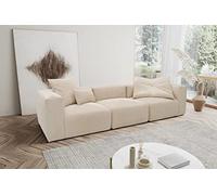 DOMO. collection Malia Chaise Longue, 3, Divano, modulo Tessuto Legno Cord Metallo, Beige, 301 x 108 cm