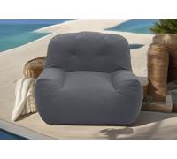 DOMO. collection Norderney - Poltrona da giardino per esterni, 114 x 105 x 78 cm (larghezza x profondità x altezza), grigio scuro