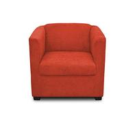 DOMO. collection Poltrona Bob, retrò con braccioli e nucleo a piume, piccola poltrona imbottita, poltrona da cocktail lounge, 73 x 75 x 69 cm (larghezza x profondità x altezza), tessuto arancione