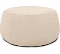 DOMO. collection Sgabello imbottito Molina moderno rotondo in tessuto Teddy, poggiapiedi, poggiapiedi, sgabello da divano, set 75 x 75 x 42 cm (larghezza x profondità x altezza), crema