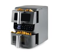 DOMO DO550FR friggitrice ad aria calda 2 camere verticali - 10 l - innovativa velocità dell'aria multipla - risparmia il 30% di spazio - display touch LED con finestra - 2500 W - grigio