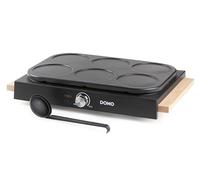 DOMO DO8717PN Crepes Maker con design in legno - PFAS FREE - Crepe Pancake Maker incluso cucchiaio - 6 P