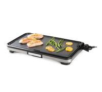DOMO DO9263G Electric Grill Plate XXL - Plancha Grill 55 cm - Vassoio di raccolta rimovibile - 2200 W - Teppanyaki - Nero/Argento