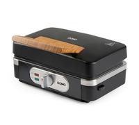 DOMO DO9278C - Dispositivo multifunzione 3 in 1, piastra per waffle, griglia a contatto, 1100 W, design opaco in nero, con manico in legno