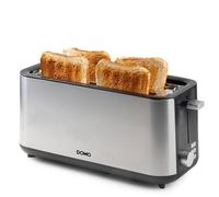 DOMO DO967T Tostapane a fessura lunga, per 4 toast, con inserto per panino integrato, in acciaio inox, 1350 W