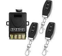 DOMO-MATIC Interruttore di controllo remoto wireless 433 MHz, AC 85 V-250 V, ricevitore relè con trasmettitore, ON/OFF, 10 A, per luci ed elettrodomestici (1 ricevitore con 3 trasmettitori)