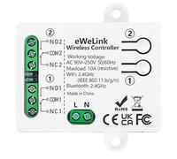 DOMO-MATIC Interruttore intelligente WiFi, modulo relè 1 canale, telecomando Bluetooth, DC 5 V/12 V/24 V/36 V, compatibile con Alexa e Google Home, Ewelink App (Receiver 2 ch 220 V)