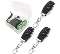 DOMO-MATIC Kit interruttore di controllo remoto wireless RF 433 MHz ricevitore relè 1 canale 220 V con trasmettitore contatti senza potenziale per porte di garage luci (1 ricevitore con 3 comandi)