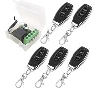 DOMO-MATIC Kit interruttore di controllo remoto wireless RF 433 MHz ricevitore relè 1 canale 220 V con trasmettitore contatti senza potenziale per porte di garage luci (1 ricevitore con 5 comandi)