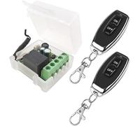 DOMO-MATIC Kit interruttore di controllo remoto wireless RF 433 MHz ricevitore relè 1 canale 220 V con trasmettitore contatti senza potenziale per porte di garage luci (1 ricevitore con 2 comandi)