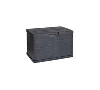 Domo Mea Baule da170 Litri Effetto Legno, Contenitore Stoccaggio, in Resina Antracite, Dimensioni 78L x 55l x 52H cm