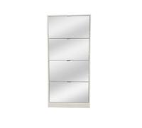 Domo Mea Scarpiera Bianca con Specchio 4 Ribalte - 60x24x152,5 cm