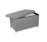DOMO PAK LIVING Pouf Contenitore in Tessuto Grigio, 70 x 38 x 38 cm, Portata Massima 100 kg