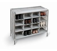 DOMO PAK LIVING , Scarpiera grigia a 16 scomparti con tendina di chiusura in TNT