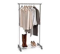 DOMO PAK LIVING Stander appendiabiti con ruote e tubi telescopici, singola barra appenderia