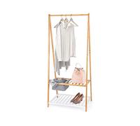 DOMO PAK LIVING Stander appendiabiti in Bamboo con ripiano e cestino