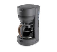 DOMO DO754K - Macchina da caffè Wood You serie - 10 tazze - 1,25 l - piastra di mantenimento del calore - filtro di carta macchina da caffè con caraffa in vetro - grigio opaco con finitura in legno
