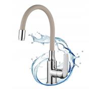 DomoDomo Elza Rubinetto da Cucina Flessibile, Miscelatore con Erogatore Flessibile Beige, 5 Anni di Garanzia del Produttore