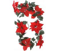 DomoDomo - Ghirlanda natalizia a forma di stella, 190 cm, rosso/verde Poinsettie interno