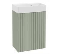 DomoDomo - Lavabo con mobiletto 50 x 70 cm sospeso verde eucalipto - Lavabo con mobiletto moderno per piccolo bagno - Lavabo con lavabo - Mobile lavabo