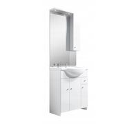 Domodomo Lavabo con Specchio Salvaspazio a Terra LED Set Mobili da Bagno Moderni