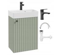 DomoDomo - Lavandino con mobile da 50 cm sospeso - Set lavabo da bagno compatto - Mobili da bagno moderno con lavandino - WC per ospiti con mobiletto piccolo