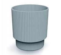 DomoDomo Milly Round - Vaso da fiori e portavaso grigio scanalato con base 13,8 x 12,8 cm