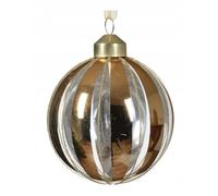 DomoDomo - Pallina per albero di Natale oro - Ø 8 cm, vetro semitrasparente, strisce, 1 pezzo (Kaemingk)