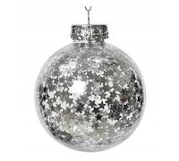 DomoDomo - Pallina per albero di Natale trasparente con stelle - Ø 8 cm, infrangibile (plastica), 1 pezzo (Kaemingk)