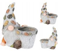 DomoDomo Vaso da giardino con gnomo, 19 x 30 x 35,5 cm, decorativo con gnom