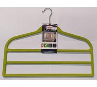 Domopak - Set 2 GRUCCE per Pantaloni 3 SPAZI 45CM - Materiale Simil Velluto Antiscivolo - Colore Verde Lime - Marrone