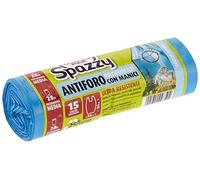 Domopak Spazzy Sacchi Nettezza Antiforo con Manici - Profumato alla Brezza Alpina - Casalingo 28 lt - Azzurro - 15 pz