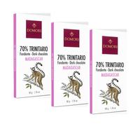 Domori® | Cioccolato Fondente Madagascar | Tavoletta Cioccolato Fondente Trinitario 70% - 3 x 50 Gr | Cioccolato Note Frutti Rossi