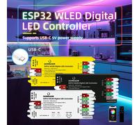 DOMRAEM ESP32 USB-C WLED Controller LED digitale RGB IC APP fai da te Fusibile 16A Funziona con HA/MQTT/Alex WS2811/12/12B/14/05 Sk6812 Strip