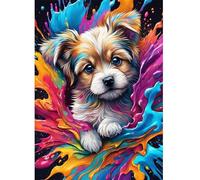 DOMROM Cane Diamond Painting Kit Completo, Animale Pittura Diamante per Adulti Colorata Strass Ricamo a Punto Croce Painting per Decorazione Casa 30x40cm
