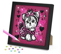 DOMROM Diamond Painting Kits for Kids with Frame, Dog Diamond Art Kits for Kids Ages 6-10, DIY Easy Kids Schnauzer Diamond Painting Mosaic Gem Kit Art and Crafts for Girls Boys Adult Gift Home Decor