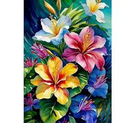 DOMROM Fiori Diamond Painting Kit Completo, Colorata Pittura Diamante per Adulti Strass Ricamo a Punto Croce Painting per Decorazione Casa 30x40cm