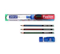 Doms Matite Fusion Extra Dark Triangolari 2,7 mm - Ergonomiche 7,2 mm, per Scuola, Ufficio e Disegno (Black)