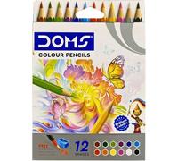 Doms Set 12 Pastelli Matite Colorate Esagonali 9 cm con 1 Extender Prolunga e 1 Temperamatite, Matite da Disegno per Bambini e Scuola (Astuccio 12 Pastelli 9 cm + Extender)