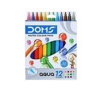 Doms Set 12 Pennarelli Acquerellabili Ø 2,5 mm - Colori Assortiti Vivaci e Punta Resistente, Pennarelli per Bambini e Scuola