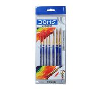 DOMS Set 7 Pennelli Tondi in Fibra Sintetica - Misure 0/2/4/6/8/10/12 - Resistenti e Precisi - Set Artistico per Pittura, Scuola e Hobby Creativi