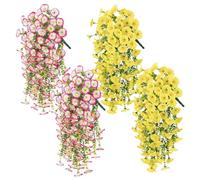 DOMTKBE Simulazione Artificiale Fiori Sospesi Morning Glory, Morning Glory In Plastica Resistente Alla Pioggia E Al Sole, Decorazione Perfetta Per La Parete Del Portico Del Giardino Di Casa (4pcs*03)