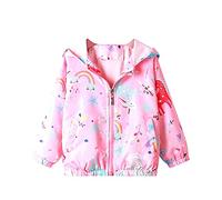 Domueay Giacche Cappotto Bambina Giacca a Vento Con Cappuccio, 1-7 Anni | Cappotti Sottile, Impermeabile Protezione Solare Cerniera Autunno Vestiti, Antipioggia Zip Abbigliamento Ragazza Sport Scuola