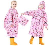 Domueay Impermeabile Bambina Poncho Antipioggia Leggero Cappuccio Mantella Antipioggia Portatile Poncho Pioggia Riutilizzabile Giacca Impermeabile Ragazze 5-7 Anni, Bianco