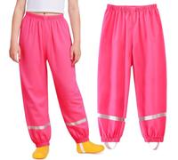 Domueay Pantaloni Impermeabili Bambina Pantaloni Pioggia Leggero Traspirante Pantaloni Antipioggia Antivento con Striscia Riflettente Pantaloni Fango per Ragazze 3-4 Anni, 98-104 Rosso