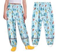 Domueay Pantaloni Impermeabili Bambino Bambina Pantalone Pioggia Blu Chiaro Dinosaur Leggero Non Imbottiti Antipioggia Antivento con Striscia Riflettente Pantaloni Fango per 1-2 Anni