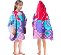 Domueay Poncho Asciugamano da Bagno con Cappuccio per Bambina, Accappatoio Telo Mare in Assorbente Microfibra per Surf Spiaggia Doccia Nuotare Piscina, per Ragazze 2-6 Anni, 60x60cm
